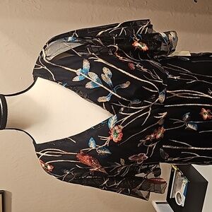 Kiyonna gown....black mesh with embroidery size 1X NWT